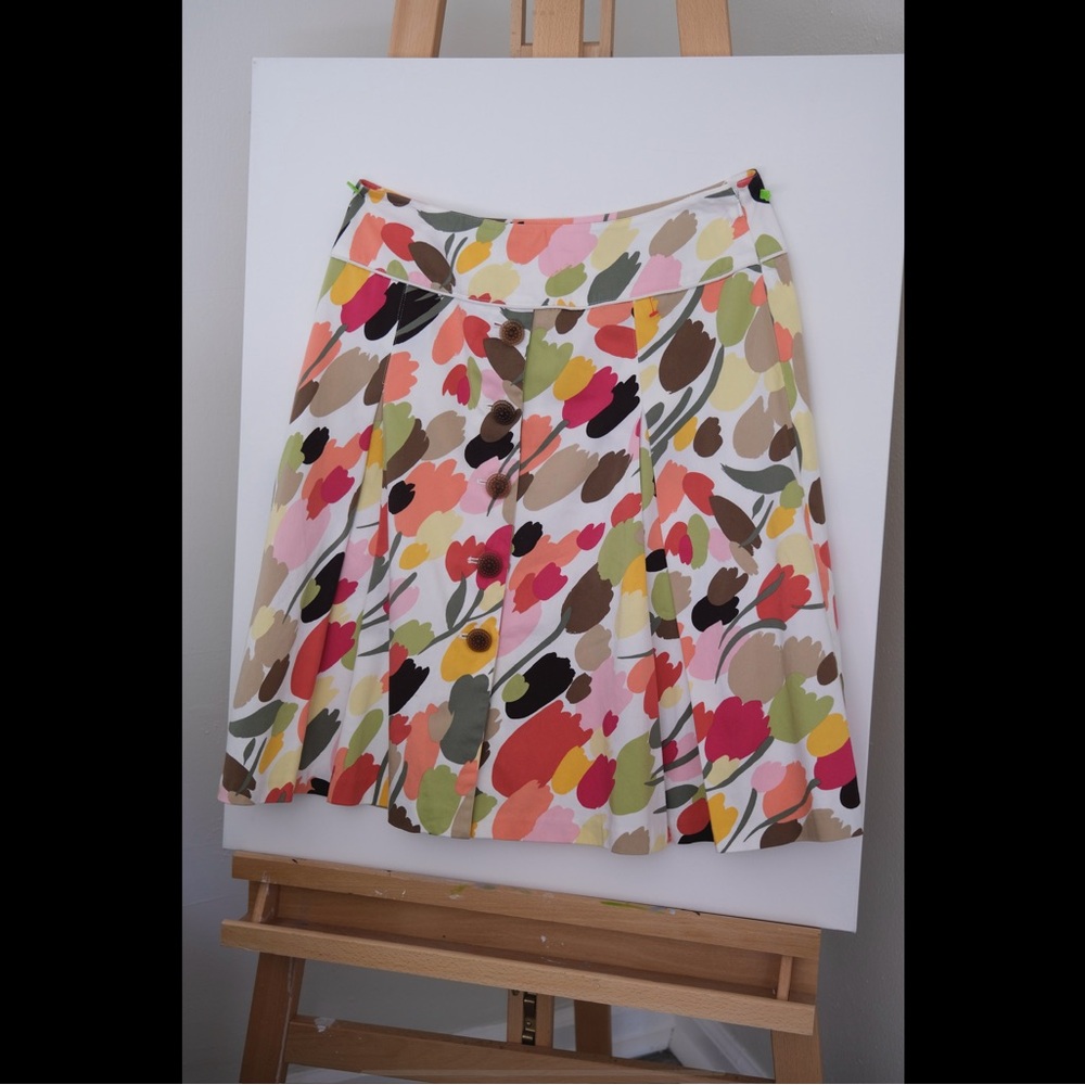 Talbots Pink and Red Pleated A-Line Skirt